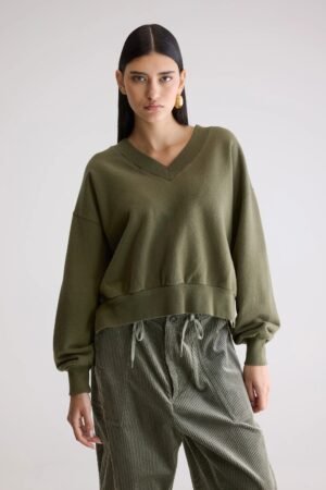Varola v-neck sweatshirt (252 / W / OLIVE)
