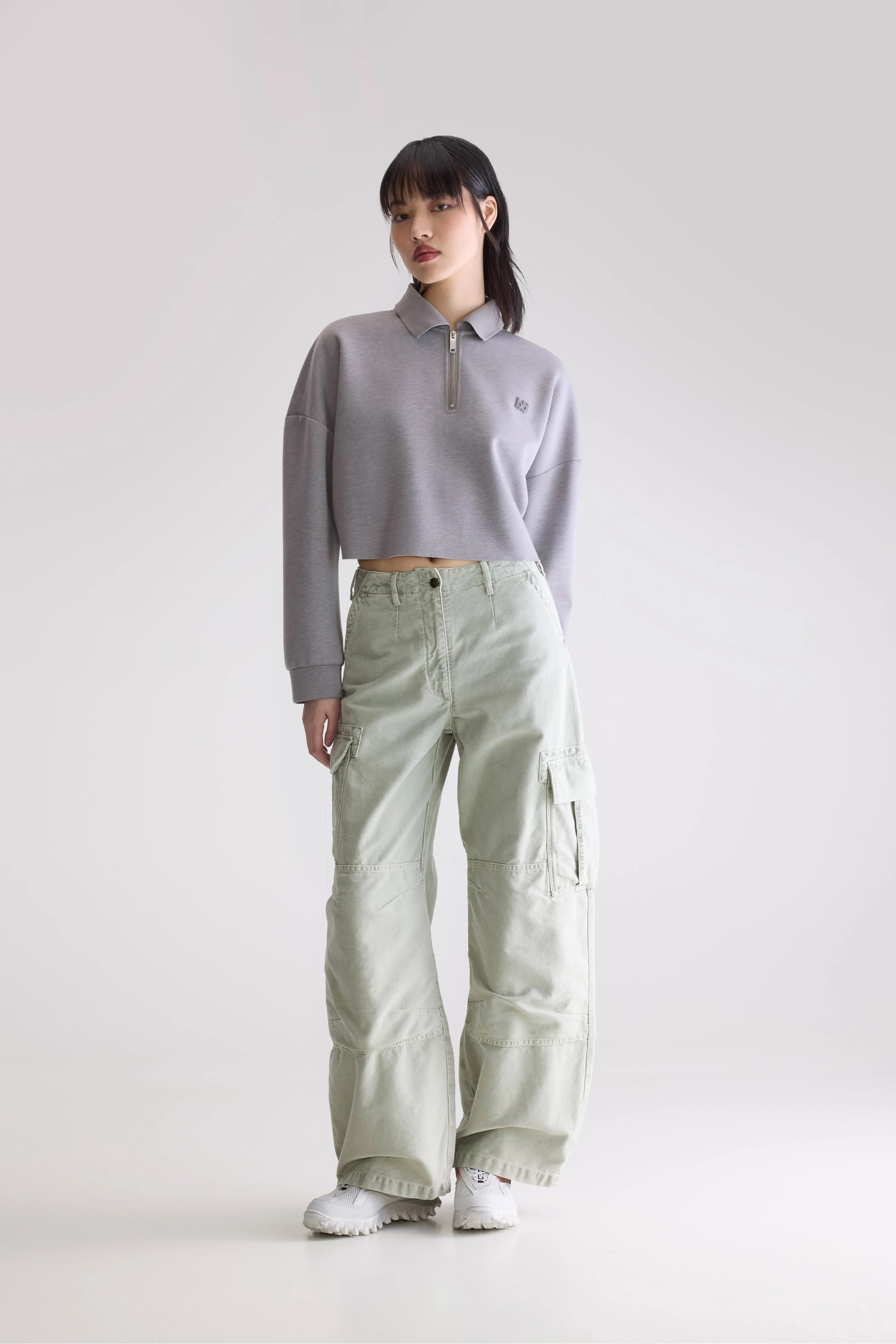 Julo cropped zip polo (252 / W / H. GREY) - Image 3