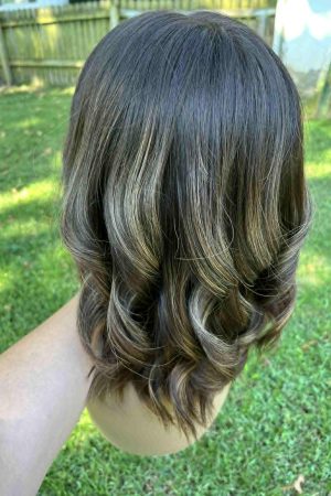 Lace Top Human hair Wig 13-14 layered - Dark Chocolate Almond