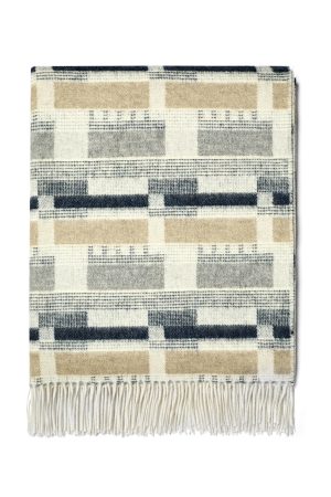 Brick Weave Throw - Blue / Natural