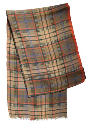 HARTFORD TARTAN SCARF - OLIVE. RED & BLUE