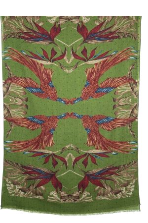 CALABRESE 1924 DOUBLE FACE WOOL SCARF - GREEN PHOENIX