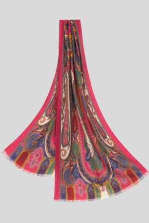 ETRO TOSCA CASHMERE/SILK SCARF - MULTICOLOR ON WHITE